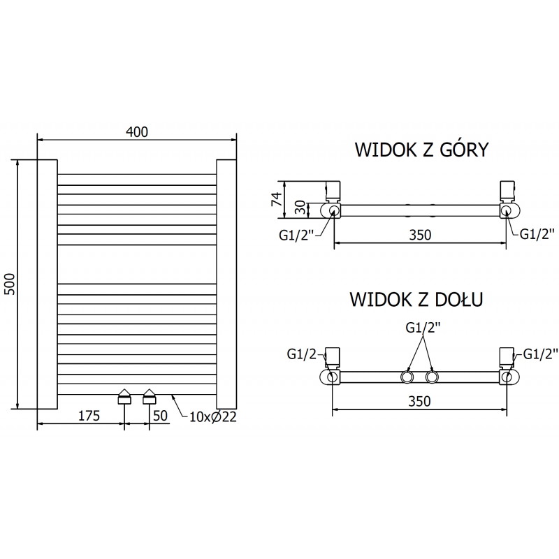 Mexen Mars electric radiator 500 x 400 mm, 300 W, gold - W110-0500-400-2300-50