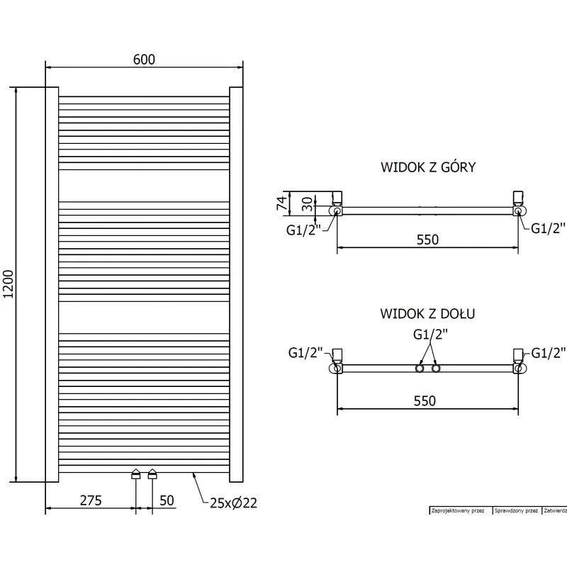Mexen Mars bathroom radiator 1200 x 600 mm, 487 W, gold - W110-1200-600-00-50