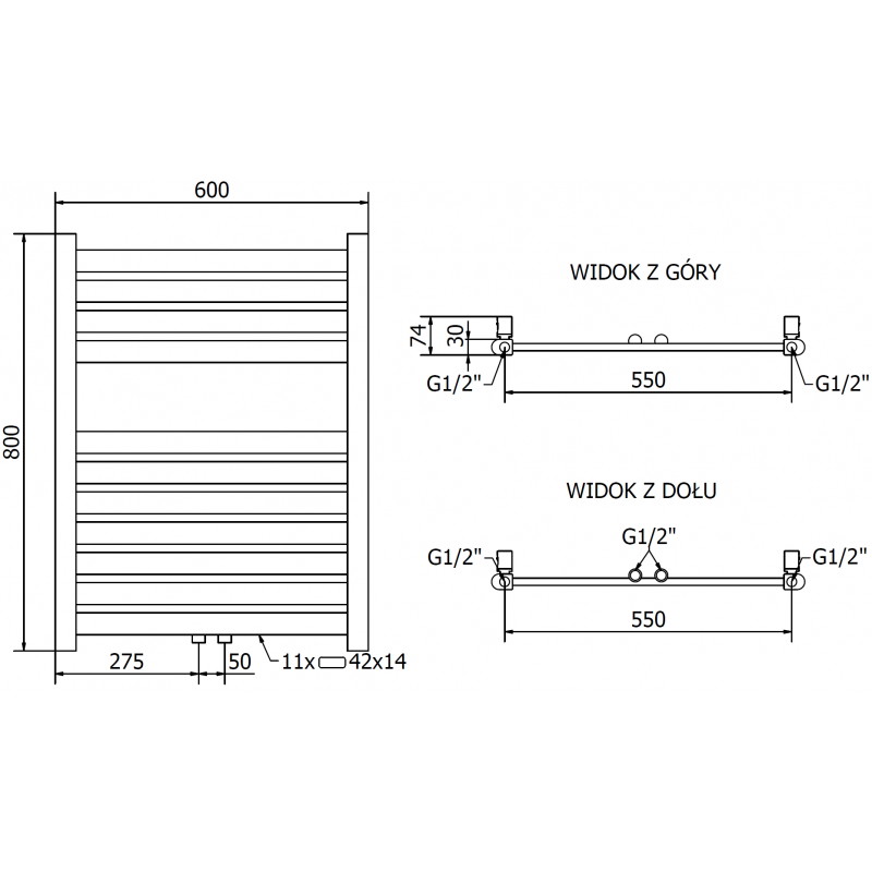 Mexen Uran electric radiator 800 x 600 mm, 300 W, gold - W105-0800-600-2300-50