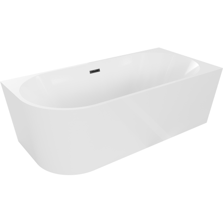 Mexen Mia freestanding right corner bathtub 140 x 75 cm, white, black overflow - 52691407500P-70