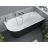 Mexen Mia freestanding corner right tub 140 x 75 cm, white/black, chrome overflow - 52691407575P-01