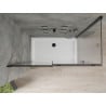 Mexen Omega extendable shower cubicle 140 x 80 cm, Transparent, Black + shower tray Flat, White - 825-140-080-70-00-4010B