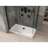 Mexen Omega extendable shower cubicle 140 x 80 cm, Transparent, Black + shower tray Flat, White - 825-140-080-70-00-4010B