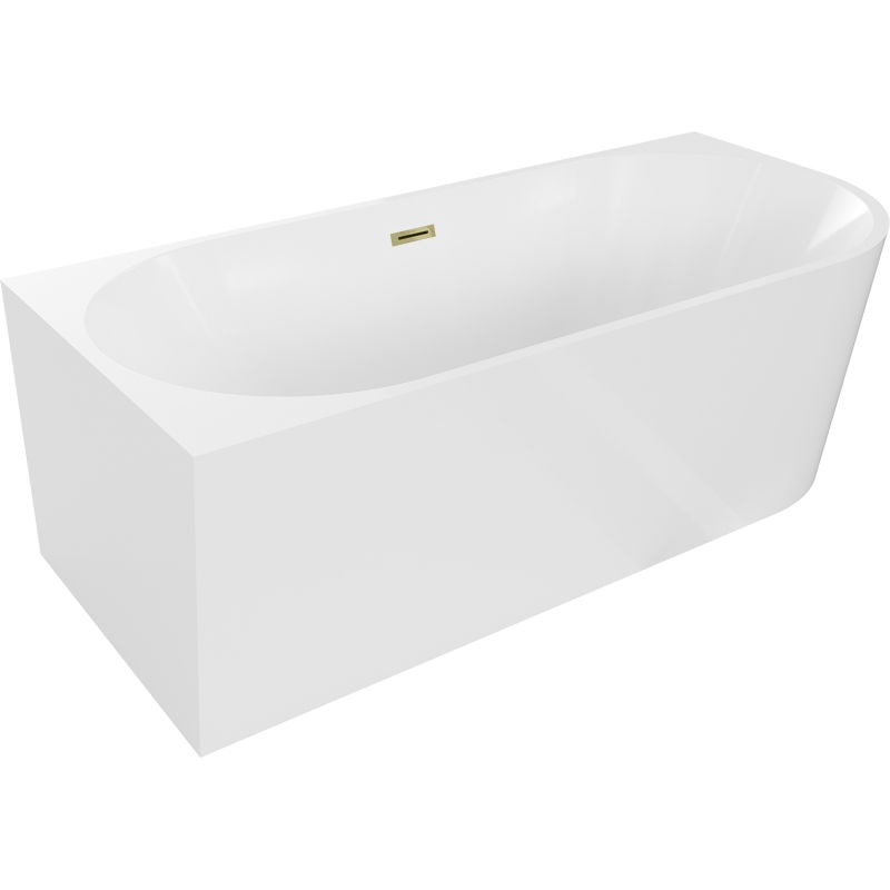 Mexen Mia freestanding corner left bathtub 140 x 75 cm, white, gold overflow - 52691407500L-50