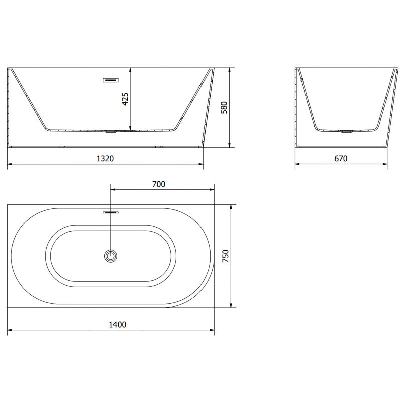 Mexen Mia freestanding corner left bathtub 140 x 75 cm, white, brushed nickel overflow - 52691407500L-97