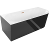Mexen Mia freestanding corner left bathtub 140 x 75 cm, white/black, brushed copper overflow - 52691407575L-65