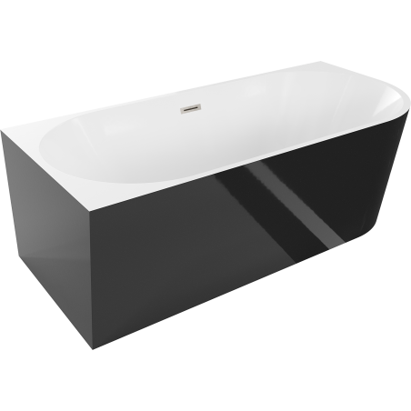 Mexen Mia Freestanding Corner Left Bathtub 140 x 75 cm, White/Black, Brushed Nickel Overflow - 52691407575L-97