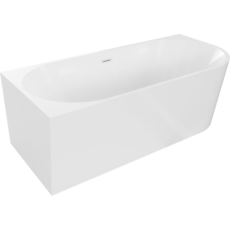 Mexen Mia freestanding corner bathtub left 160 x 80 cm, white, white overflow - 52691608000L-20