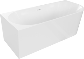 Mexen Mia freestanding corner left bathtub 160 x 80 cm, white, white overflow - 52691608000L-20