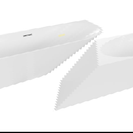 Mexen Mia freestanding corner left bathtub 160 x 80 cm, white, overflow gold - 52691608000L-50
