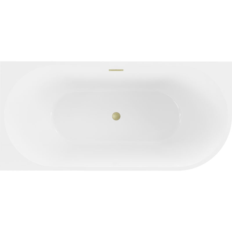 Mexen Mia freestanding corner bathtub left 160 x 80 cm, white, brushed gold overflow - 52691608000L-55