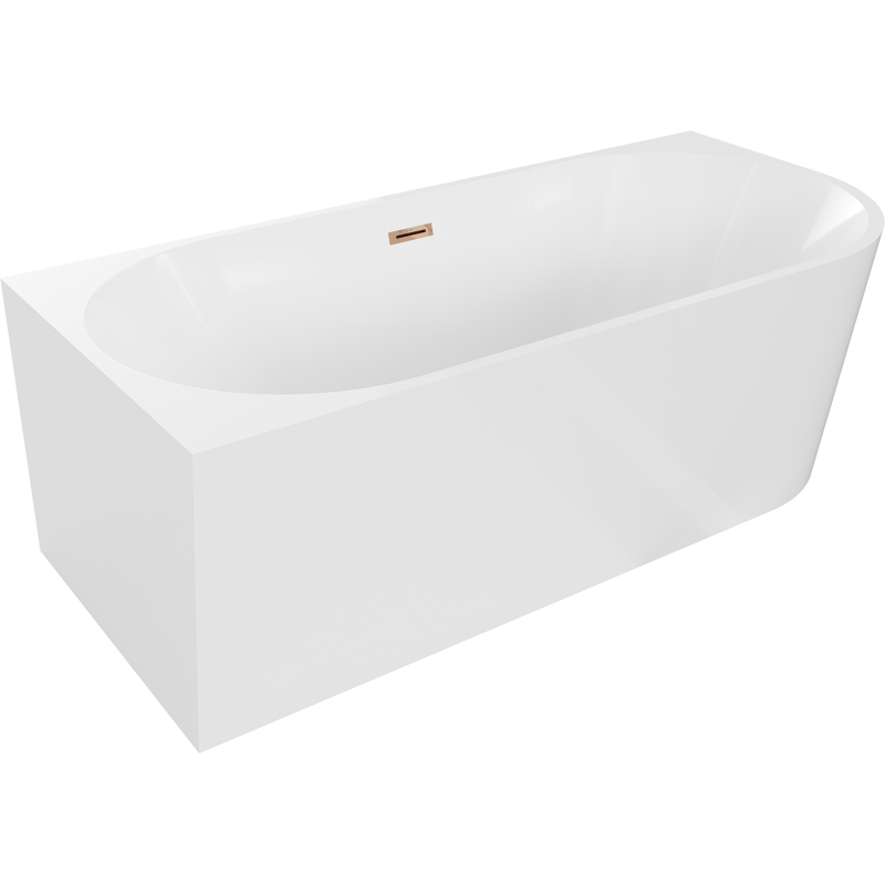 Mexen Mia freestanding corner bathtub left 160 x 80 cm, white, rose gold overflow - 52691608000L-60