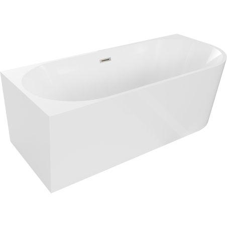 Mexen Mia freestanding corner left bathtub 160 x 80 cm, white, brushed nickel overflow - 52691608000L-97