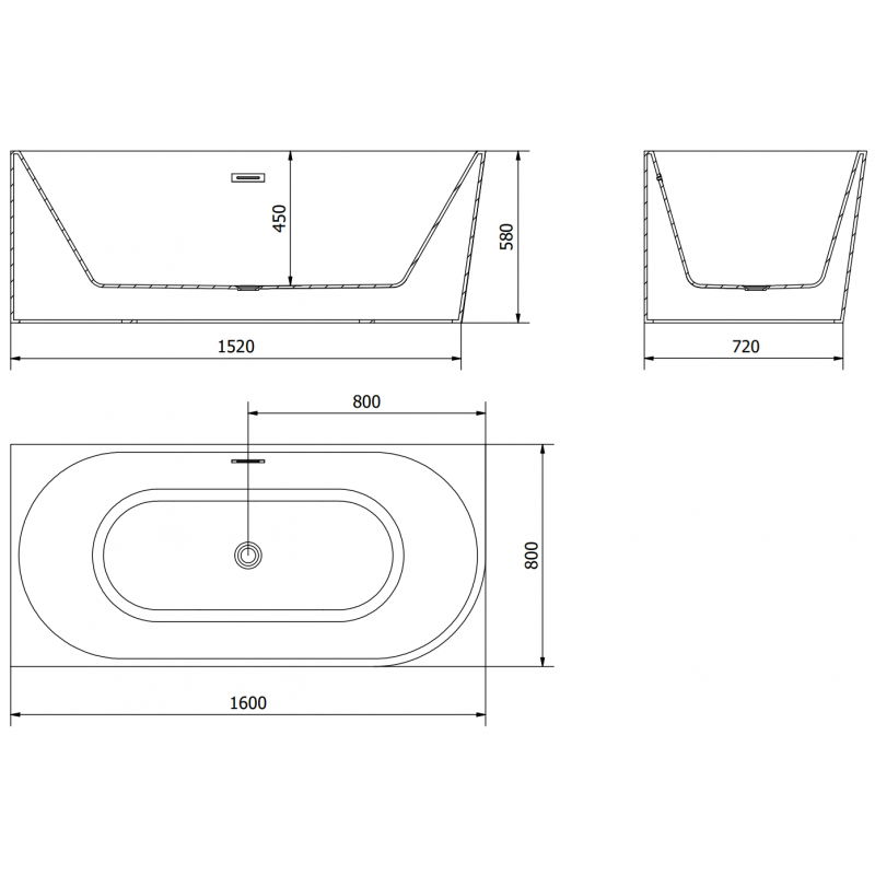Mexen Mia freestanding corner left bathtub 160 x 80 cm, white, brushed gold overflow - 52691608000L-55