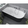 Mexen Mia freestanding corner bathtub left 160 x 80 cm, white/black, chrome overflow - 52691608075L-01