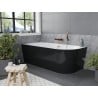 Mexen Mia freestanding corner left bathtub 160 x 80 cm, white/black, brushed copper overflow - 52691608075L-65