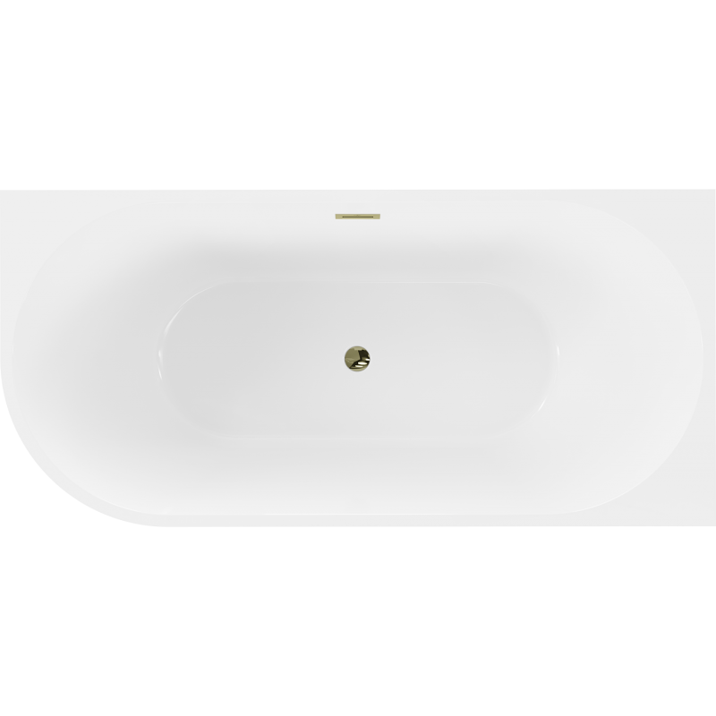 Mexen Mia free-standing corner right bath 160 x 80 cm, white, overflow gold - 52691608000P-50