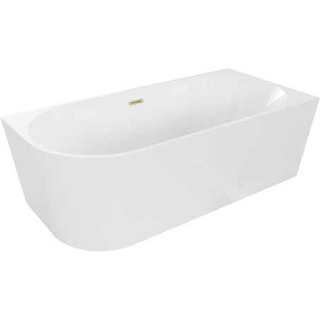 Mexen Mia freestanding corner right bathtub 160 x 80 cm, white, brushed gold overflow - 52691608000P-55