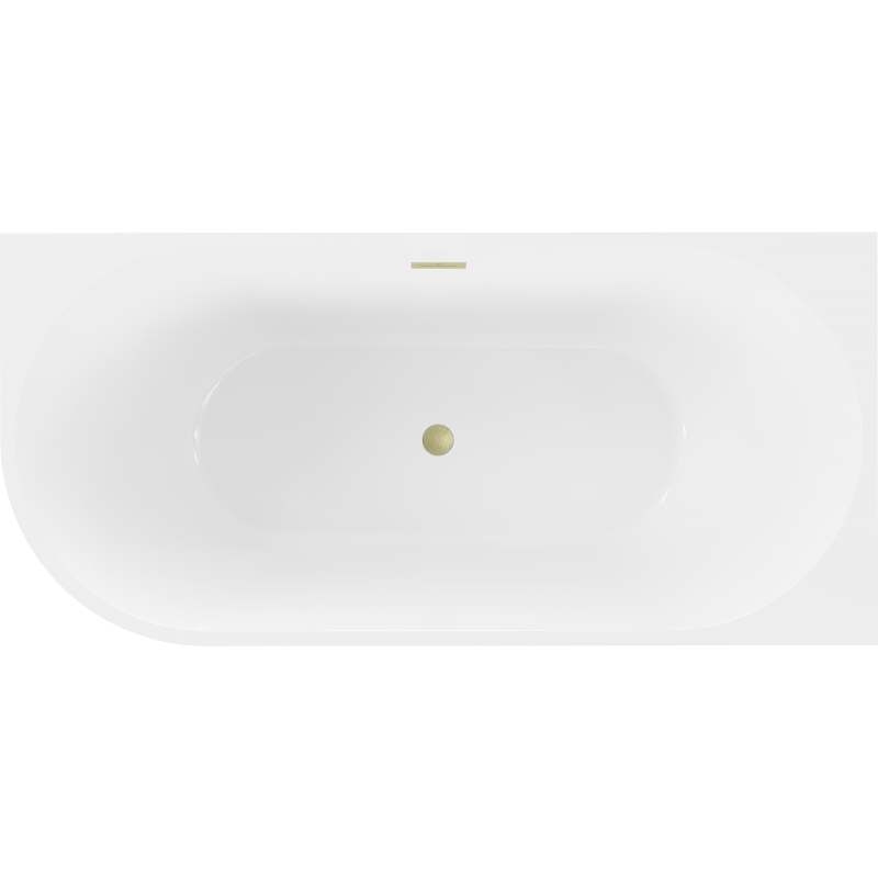 Mexen Mia freestanding corner right bathtub 160 x 80 cm, white, brushed gold overflow - 52691608000P-55