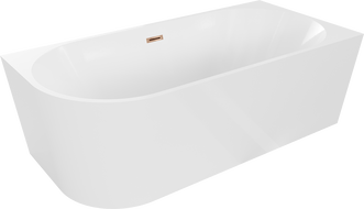 Mexen Mia freestanding corner bath right 160 x 80 cm, white, overflow rose gold - 52691608000P-60