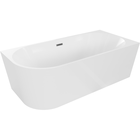Mexen Mia freestanding corner bathtub right 160 x 80 cm, white, brushed gun gray overflow - 52691608000P-66