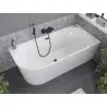 Mexen Mia freestanding right corner bath 160 x 80 cm, white, black overflow - 52691608000P-70