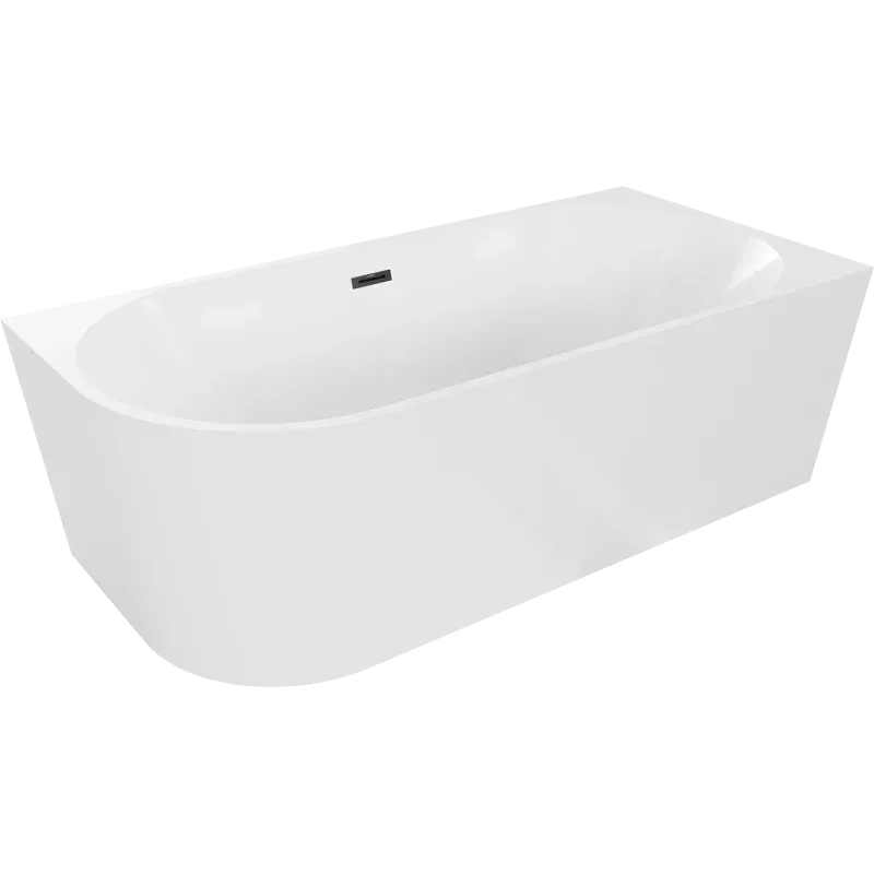 Mexen Mia freestanding right corner bath 160 x 80 cm, white, black overflow - 52691608000P-70