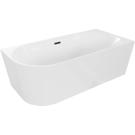 Mexen Mia freestanding right corner bath 160 x 80 cm, white, black overflow - 52691608000P-70