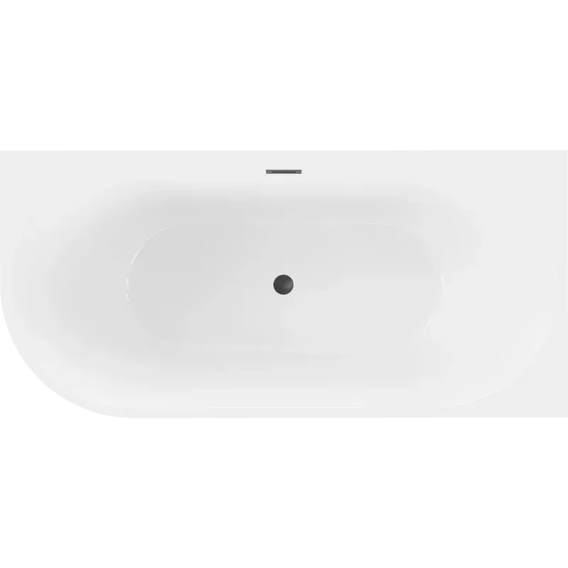 Mexen Mia freestanding right corner bath 160 x 80 cm, white, black overflow - 52691608000P-70