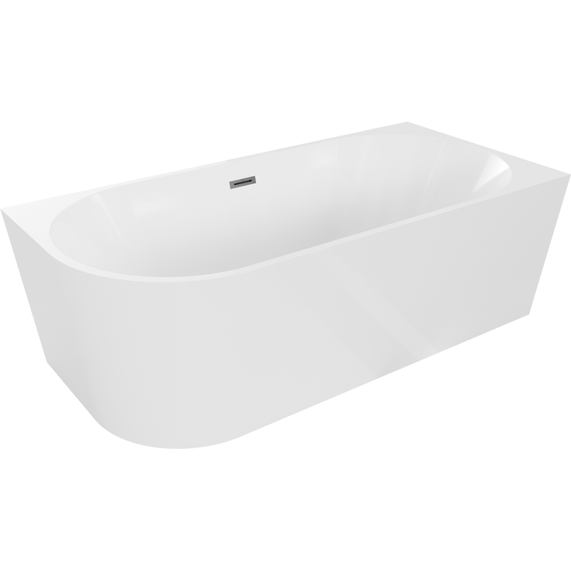 Mexen Mia freestanding corner bath right 160 x 80 cm, white, gun metal overflow - 52691608000P-95