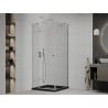 Mexen Roma swing shower cabin 80 x 80 cm, transparent, chrome + Flat shower tray, black - 854-080-080-01-00-4070
