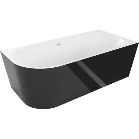 Mexen Mia freestanding corner bathtub right 160 x 80 cm, white/black, white overflow - 52691608075P-20