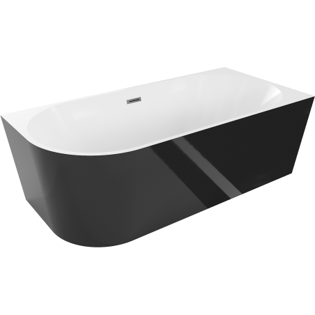 Mexen Mia free-standing right corner bathtub 160 x 80 cm, white/black, overflow gun gray brushed - 52691608075P-66