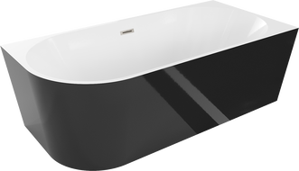 Mexen Mia freestanding corner bathtub right 160 x 80 cm, white/black, brushed nickel overflow - 52691608075P-97