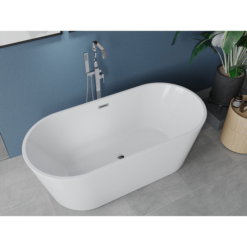 Mexen Luna Freestanding Bathtub 140 x 75 cm, White, Chrome Overflow - 52031407500-01