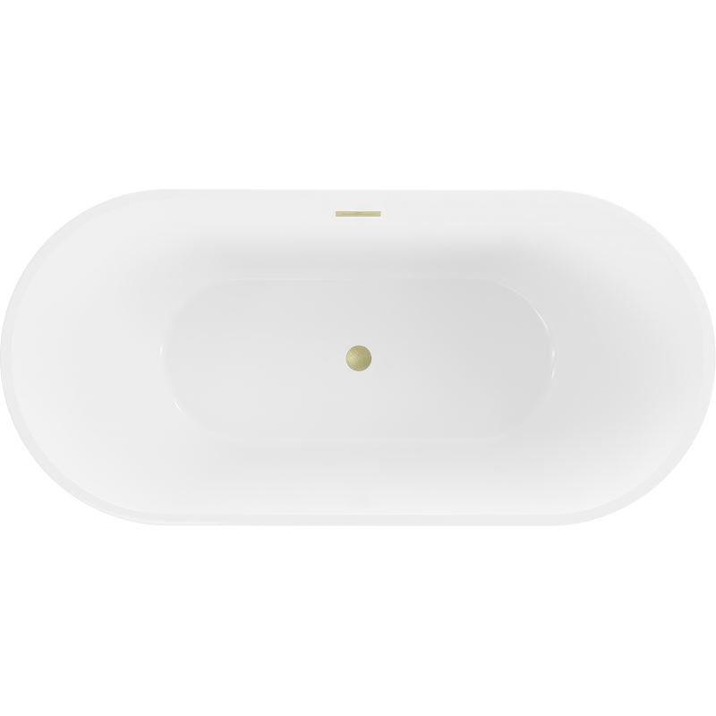 Mexen Luna Freestanding Bathtub 140 x 75 cm, White, Brushed Gold Overflow - 52031407500-55