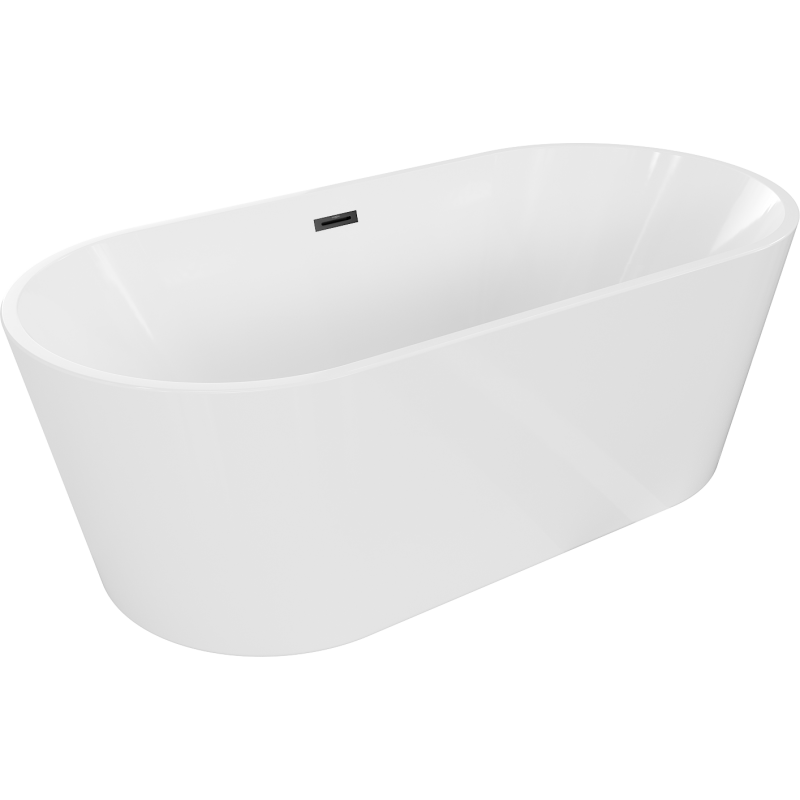 Mexen Luna 140 x 75 cm Freestanding Bathtub, White, Black Overflow - 52031407500-70