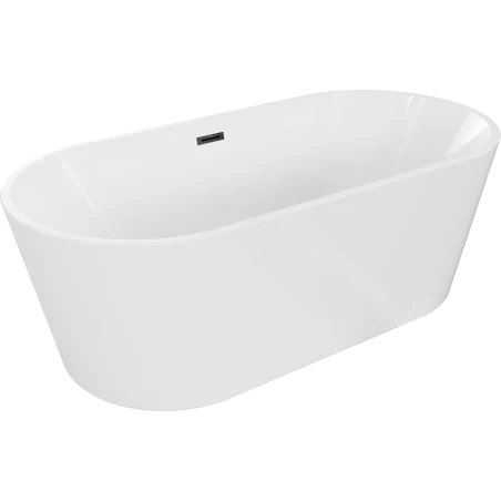 Mexen Luna 140 x 75 cm Freestanding Bathtub, White, Black Overflow - 52031407500-70