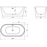 Mexen Luna Freestanding Bathtub 140 x 75 cm, White, Gold Overflow - 52031407500-50