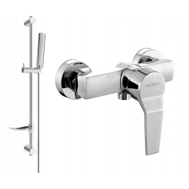 Mexen Caro DF72 shower mixer tap with shower head, Chrome - 74664DF72-00