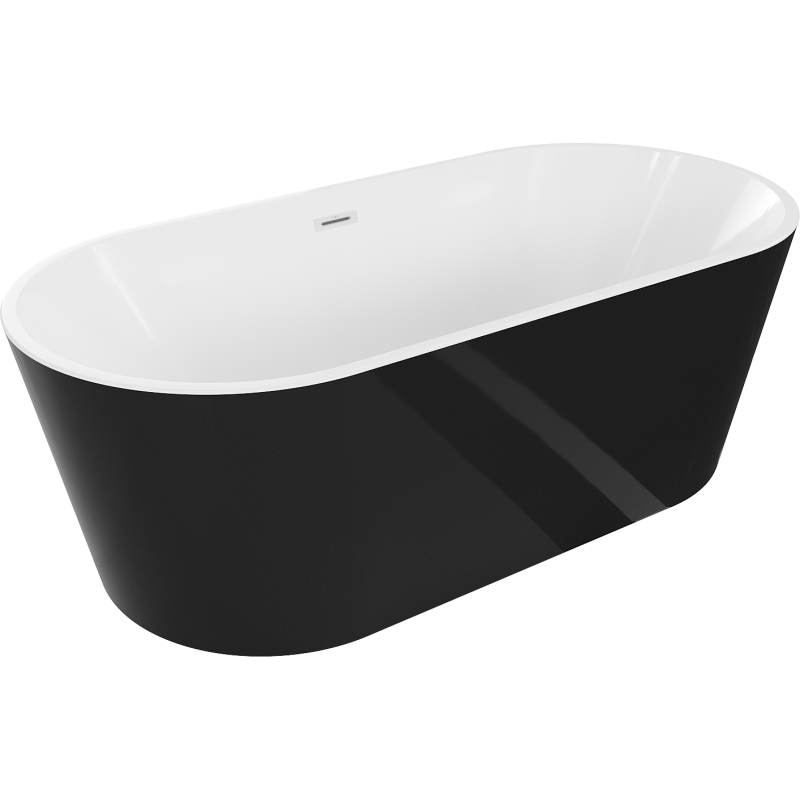 Mexen Luna freestanding bathtub 140 x 75 cm, white/black, white overflow - 52031407575-20