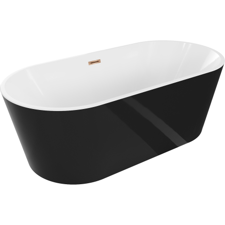 Mexen Luna free-standing bath 140 x 75 cm, white/black, overflow rose gold - 52031407575-60