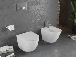 Mexen Lena Rimless toilet bowl with a slim soft close toilet seat, Thermosetting polymer, White - 30220400