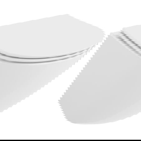 Mexen Lena Rimless Tornado Toilet Bowl with Slim Soft-Close Seat, Duroplast, High Gloss White - 30220400T