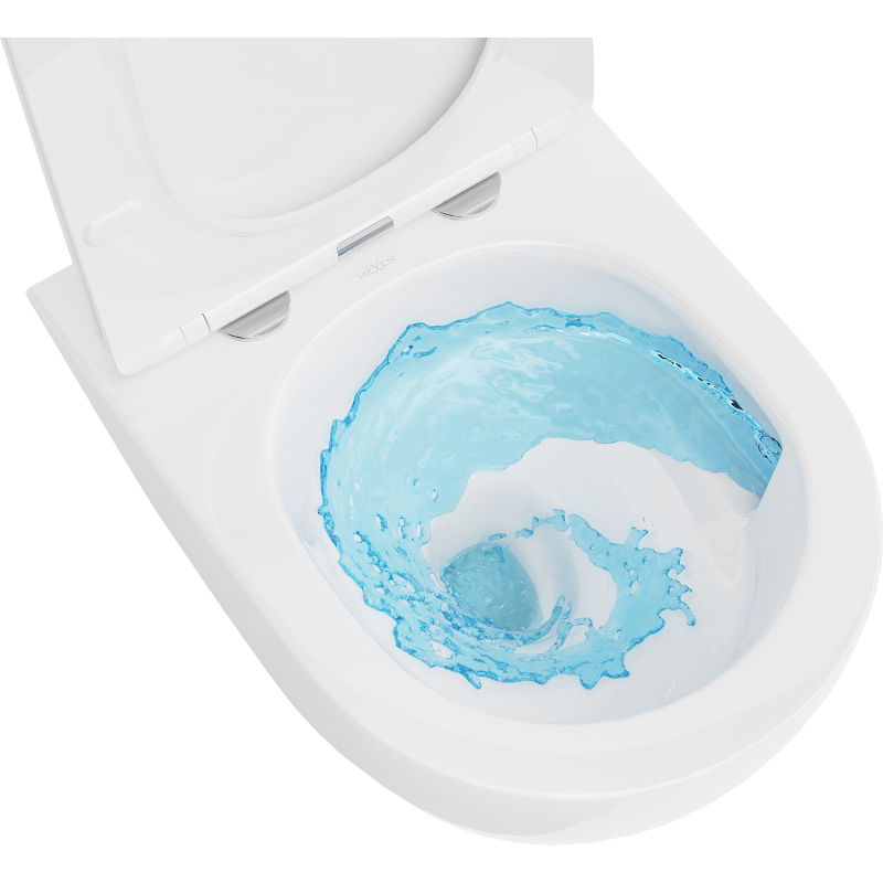 Mexen Lena Rimless Tornado Toilet Bowl with Slim Soft-Close Seat, Duroplast, High Gloss White - 30220400T