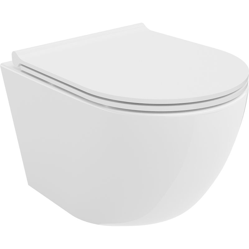 Mexen Lena Rimless Tornado toilet bowl with slim soft-close duroplast seat, glossy white - 30220500T