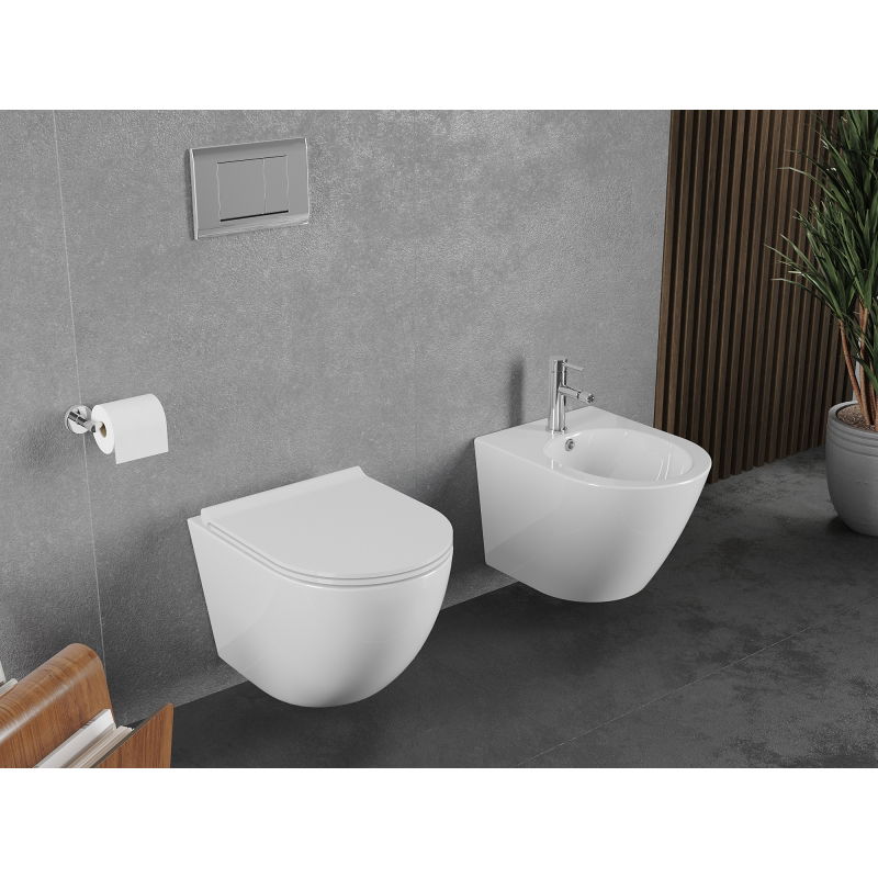 Mexen Lena Rimless Tornado WC bowl with soft-close slim seat, duroplast, glossy white - 30220500T