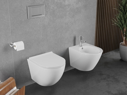 Mexen Lena Rimless Tornado toilet bowl with slim soft-close duroplast seat, glossy white - 30220500T