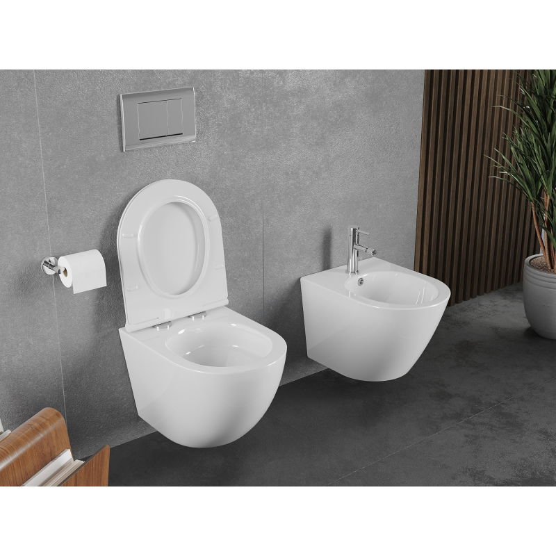 Mexen Lena Rimless Tornado WC bowl with soft-close slim seat, duroplast, glossy white - 30220500T