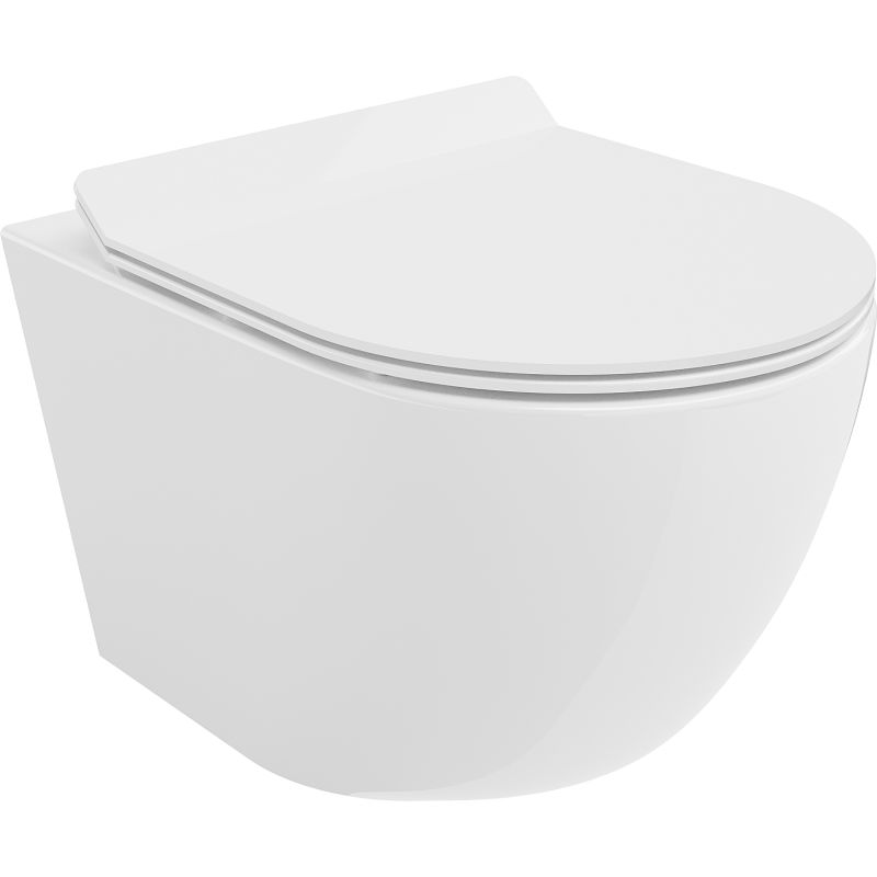 Mexen Lena Rimless Toilet Bowl Tornado with Soft-close Slim Seat, Duroplast, Glossy White - 30224000T